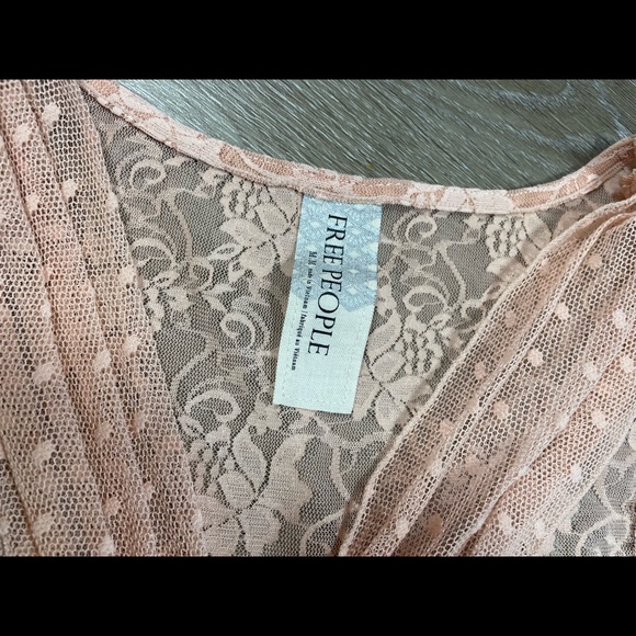 NWOT Free People Peplum Lace & Mesh Top - Picture 3 of 4